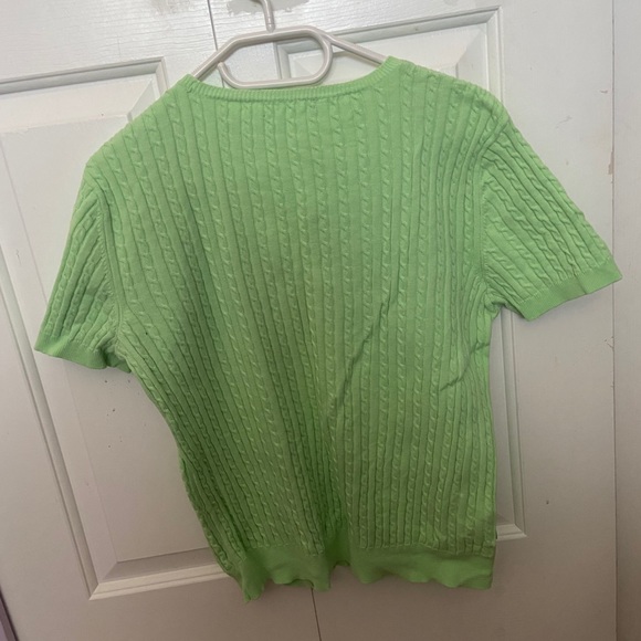 Green Knit short sleeve sweater shirt - Picture 2 of 2